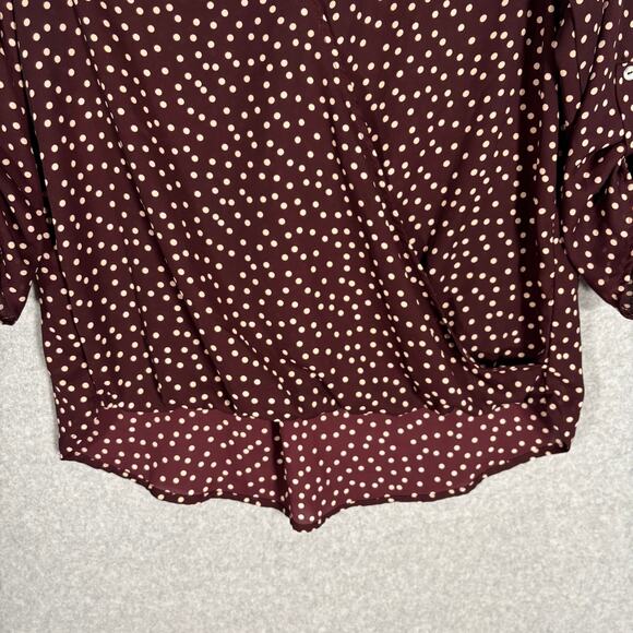 West‎ Kei Blouse Small Brown Cream Wrap Drape Hi Lo Flowy Loose Career Church - Picture 3 of 12